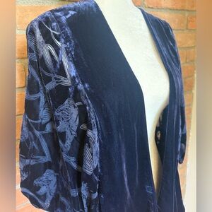 Royal blue Velvet Open Cardigan